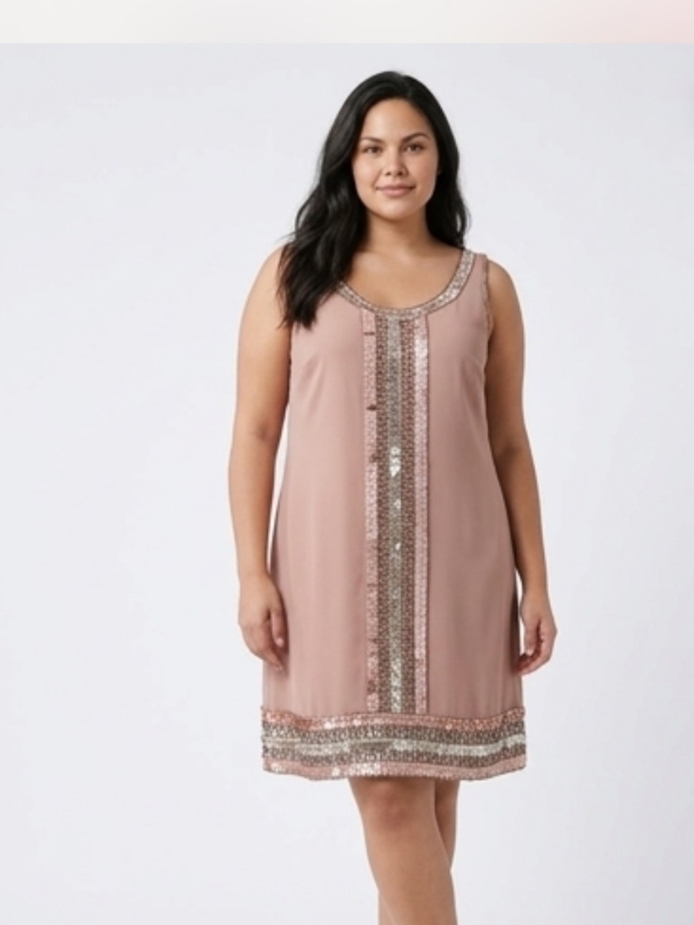 Adrianna Papell Sequin Embellished Dress in Blush